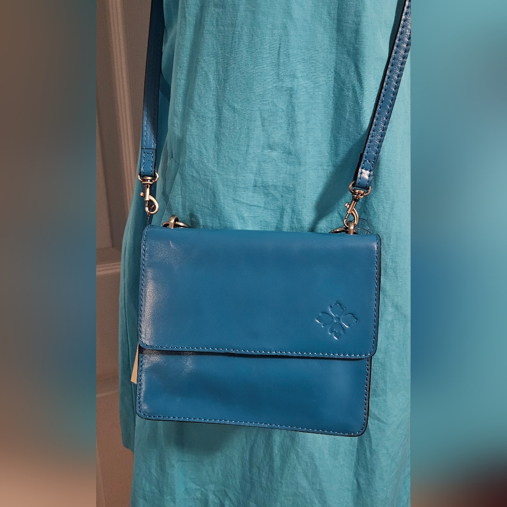 NWT Patricia Nash Leather Veolia Crossbody W/ Detachable Pearl Handle: Turquoise - Picture 8 of 15